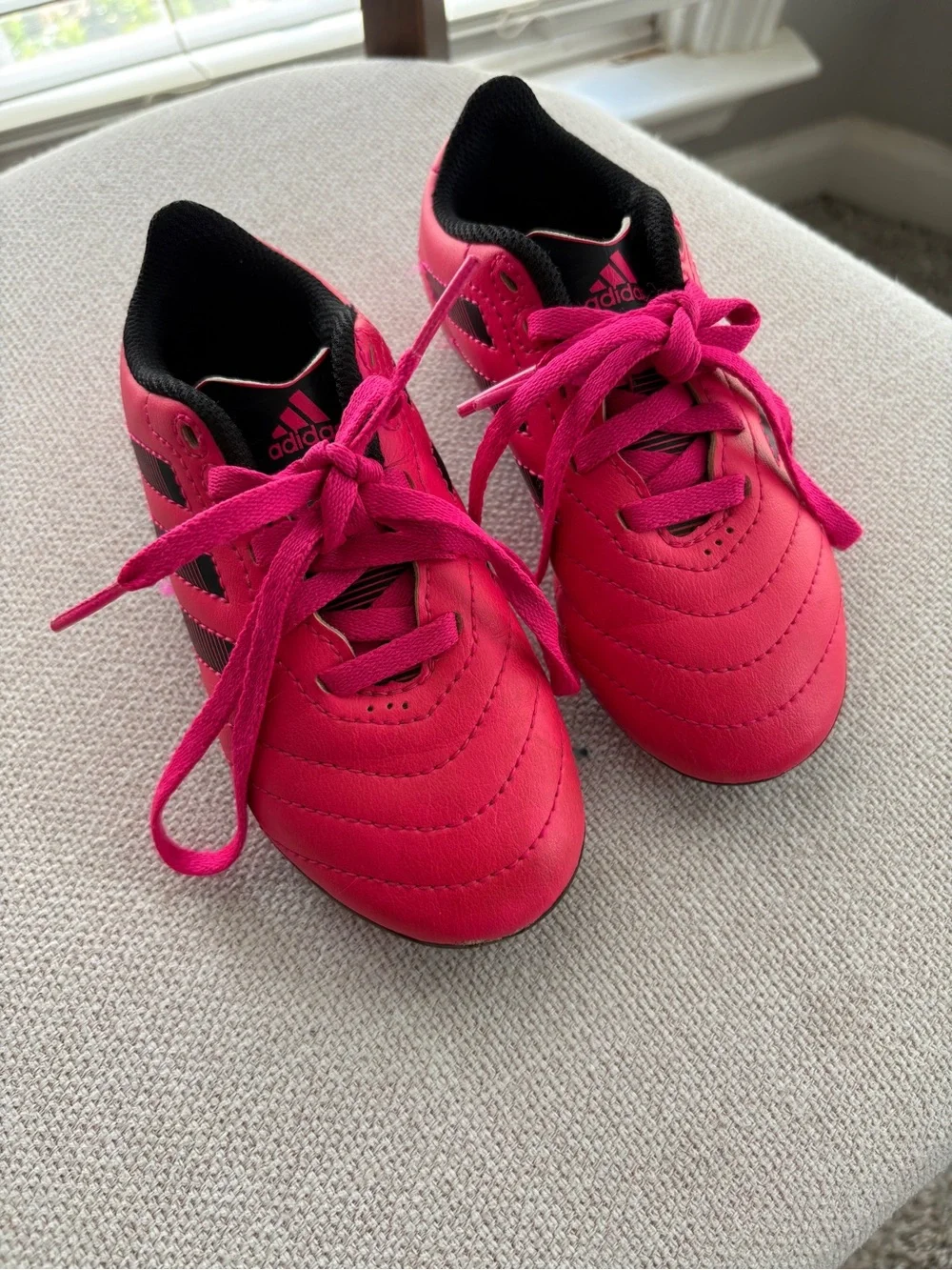 adidas Kids Soccer Cleats in Bright Pink and Black